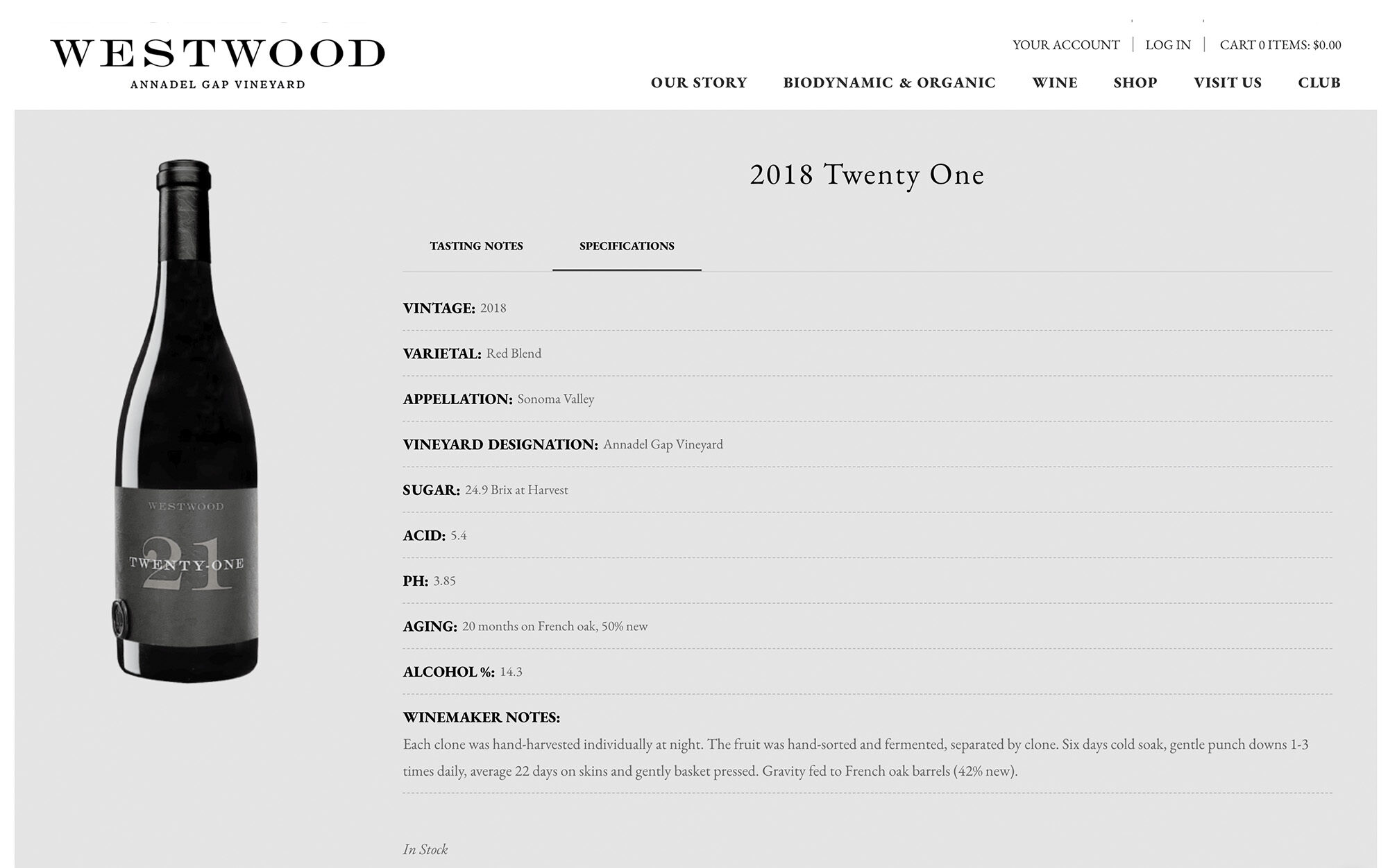 BrandKind Westwood wine product Website